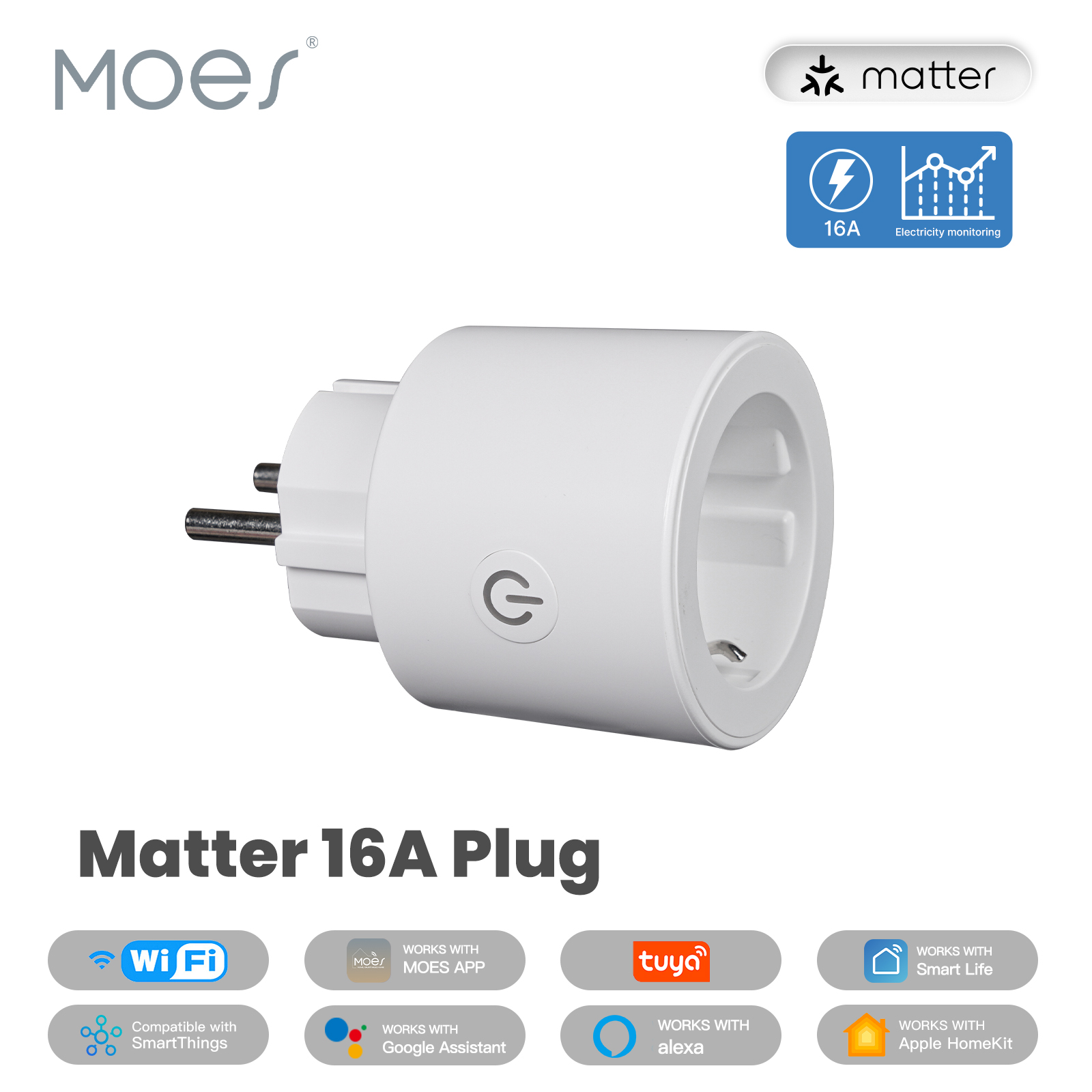 Smart Home Hub Apple - MOES Smart EU/US/UK Plug Matter WiFi