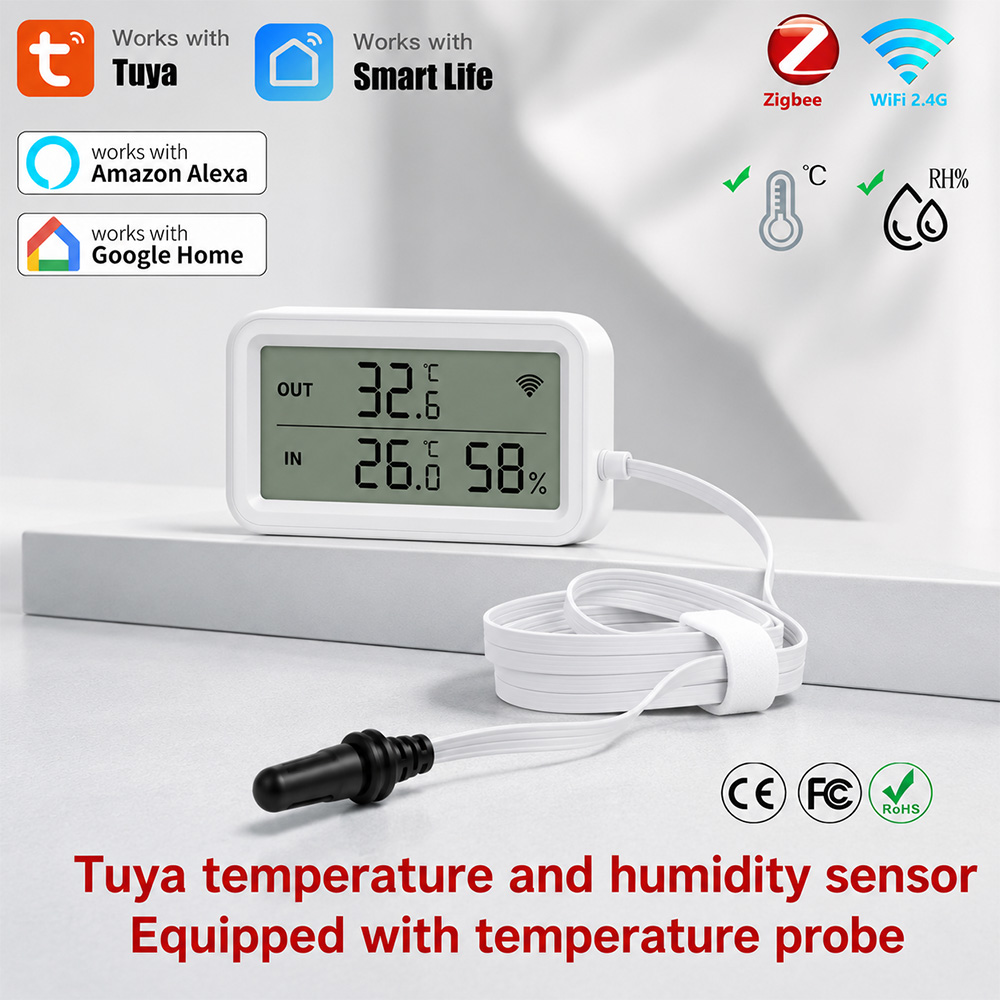 Smart Home Alexa - External Probe Temperature Humidity Sensor Tuya