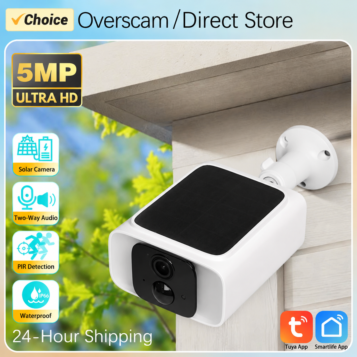 Smart Home Outdoor Camera - 5MP Tuya Smartlife Outdoor Solar Battery