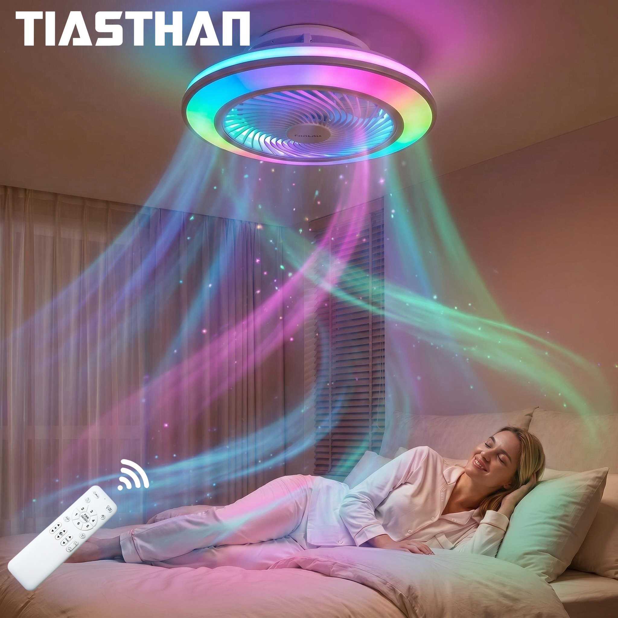 Smart Home Ventilation System - Smart Remote Controlled Ceiling Fan RGB