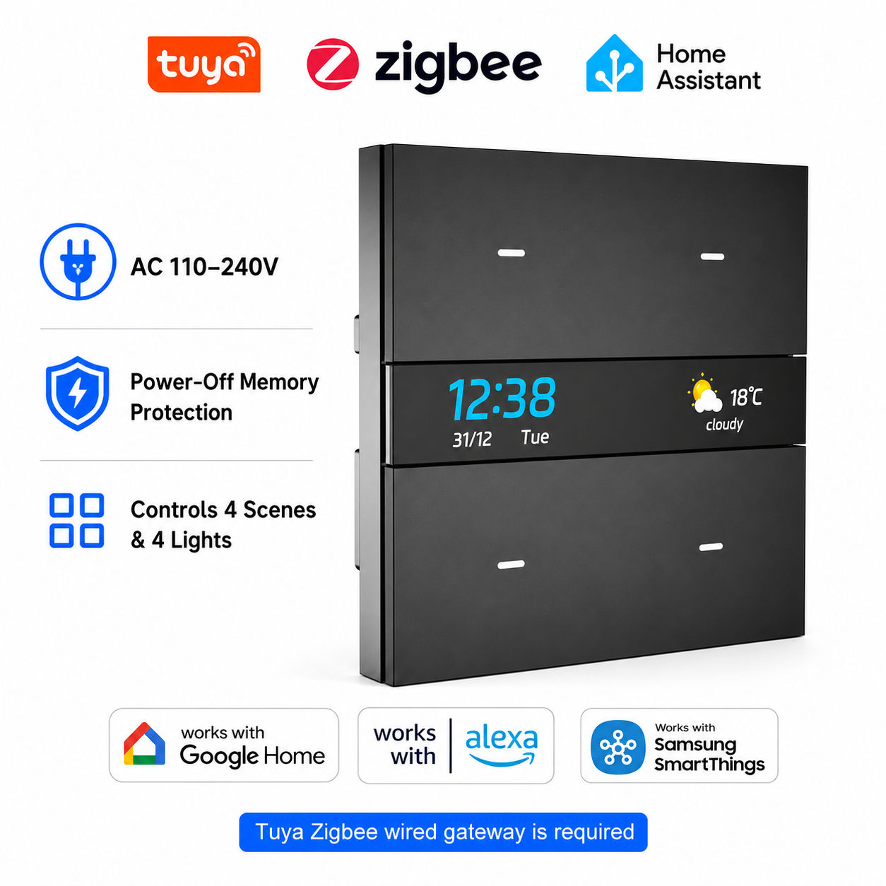 Smart Home Yale - M8 Pro Zigbee Smart Switch Panel